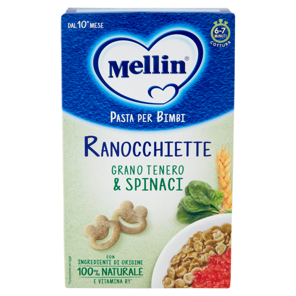 Mellin Pasta per Bimbi Ranocchiette Grano Tenero & Spinaci 280 g