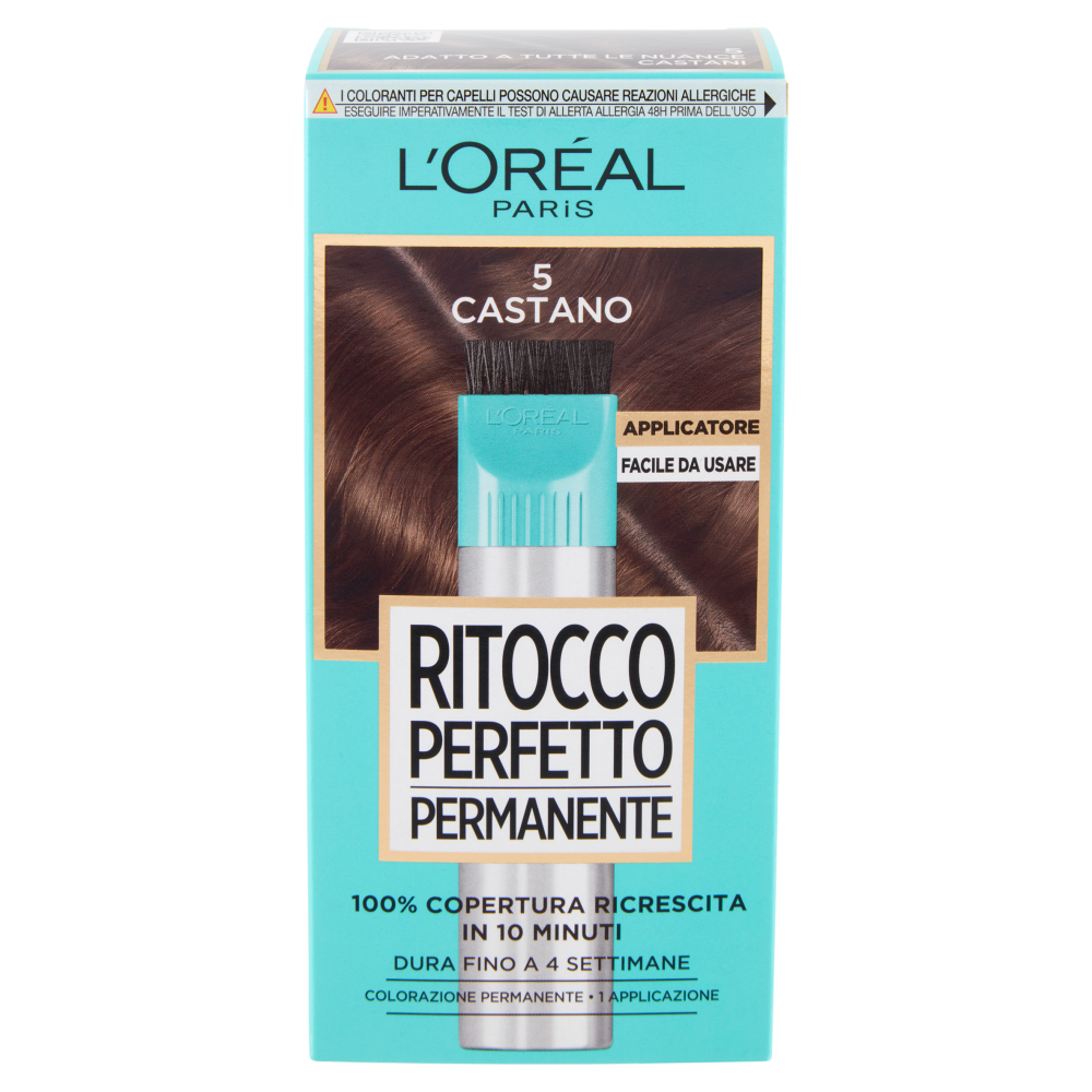 L'Or&eacute;al Paris Colorazione Ritocco Perfetto Permanente, 100% Copertura Ricrescita, Castano