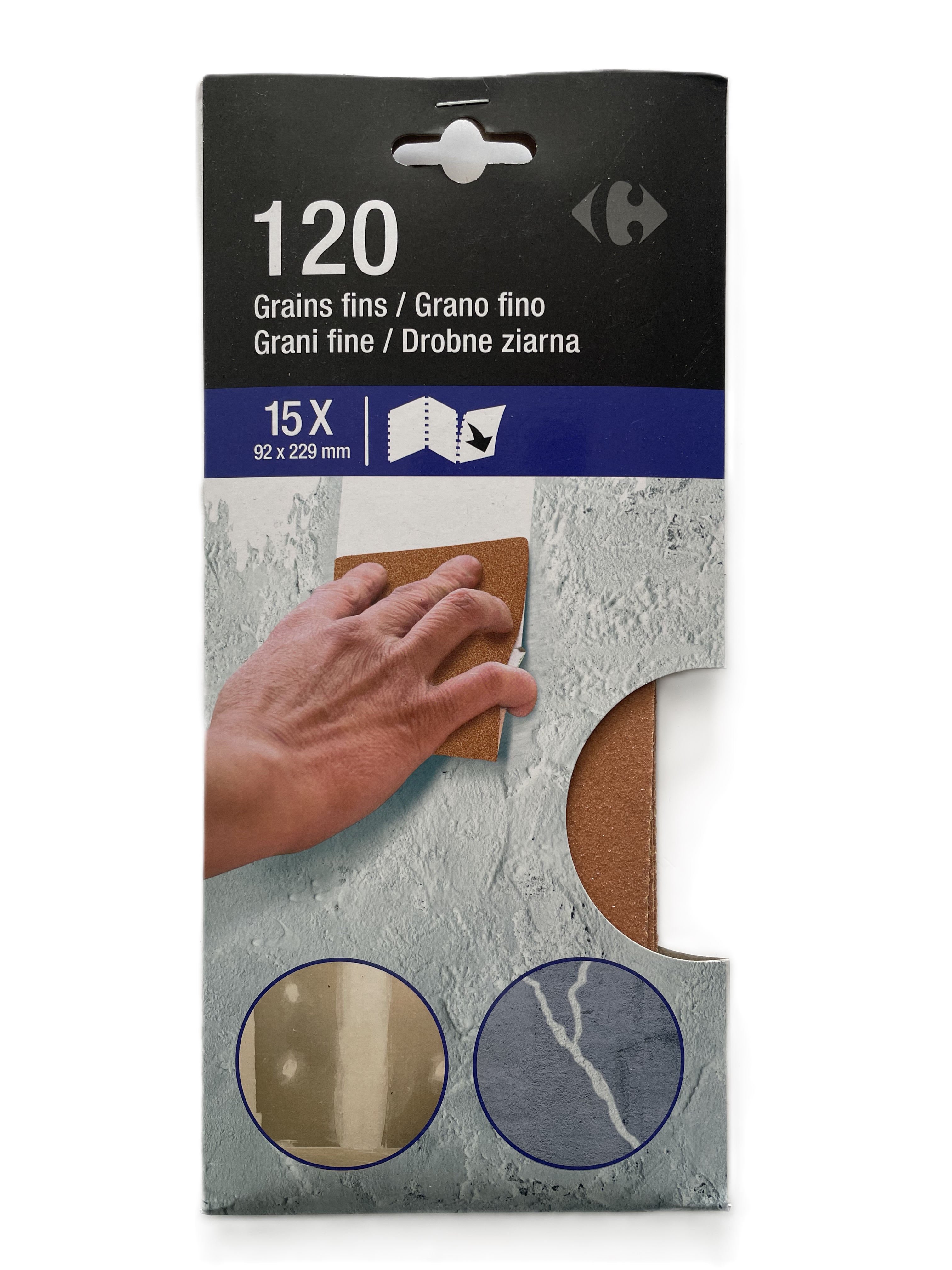 5 fogli abrasivi fini 92x230mm 