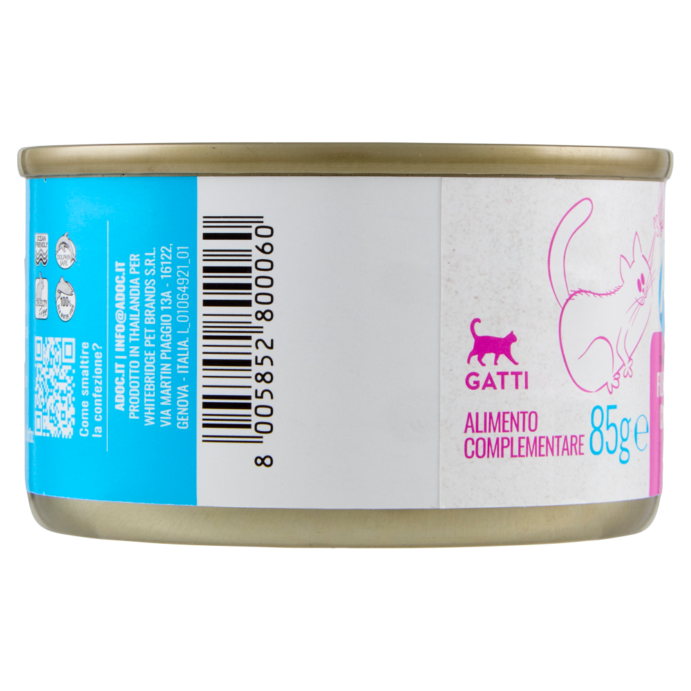 ADoC For Cats Naturally Premium Filetti di Tonnetto con Gamberetti in Gelatina 85 g