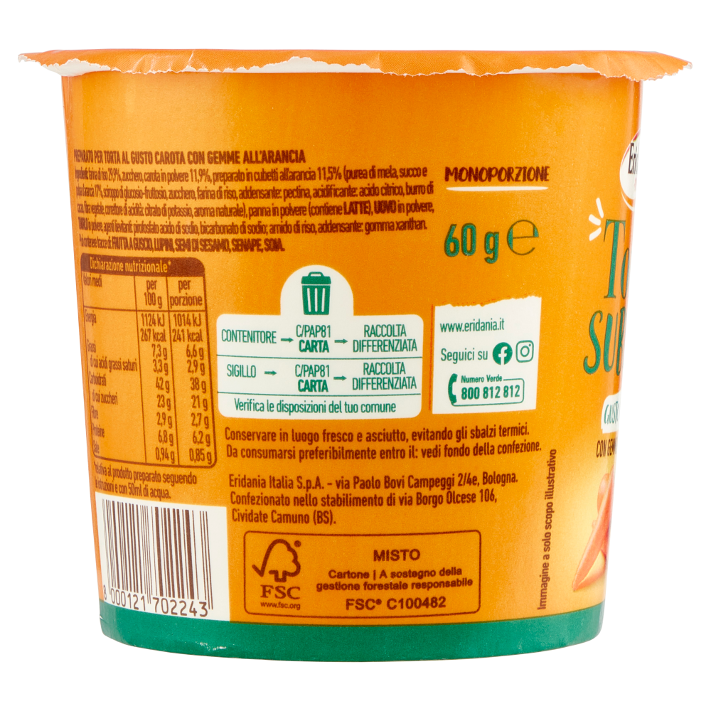 Eridania Torta Subito! Gusto Carota 60 g