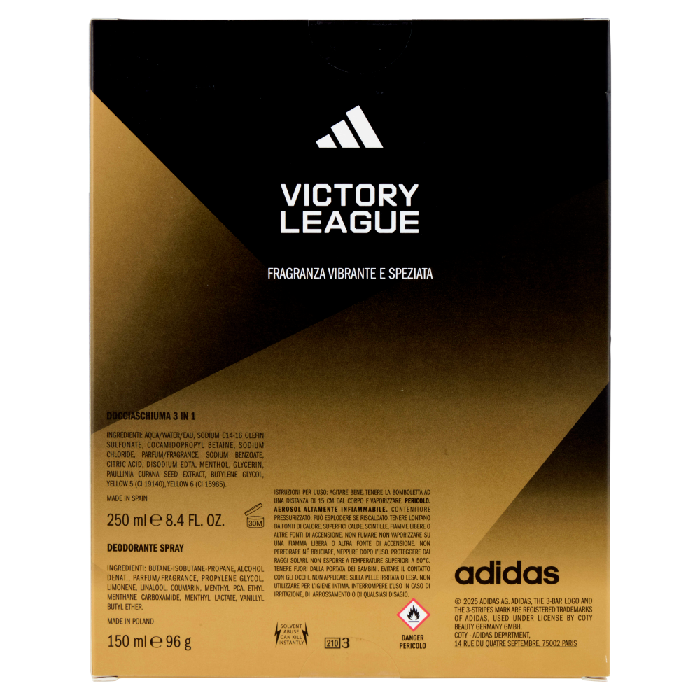 adidas Xmas25 Maschile Deodorante 150 ml + Shower Gel 250 ml Victory League