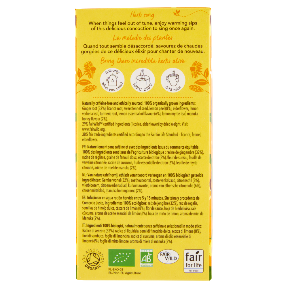 pukka lemon, ginger & manuka honey organic 20 bustine 40 g