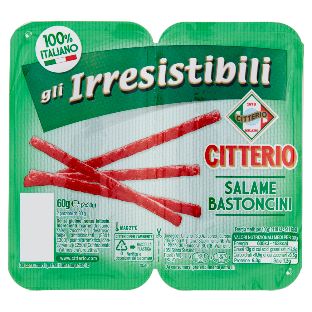 Citterio gli Irresistibili Salame Bastoncini 2 x 30 g