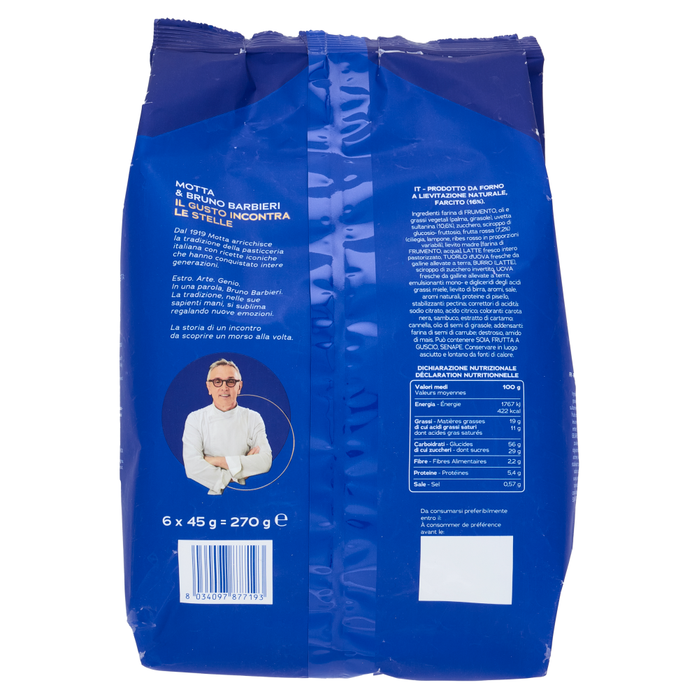 Motta Danese con Farcitura di Frutta Rossa e Uvetta 6 x 45 g