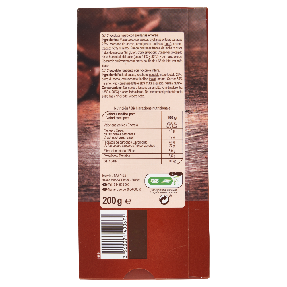 Carrefour Extra Fondente Nocciole Intere 200 g