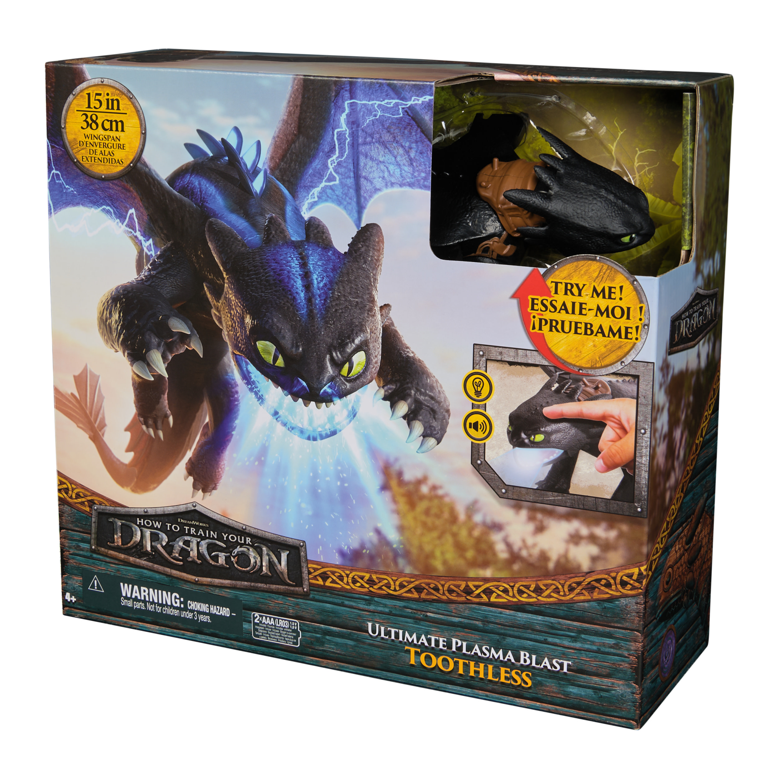 How to train your dragon DreamWorks Dragons, , Sdentato Sputafuoco, Action Figure con Luci, Suoni e Ali da oltre 60 cm, Giocattoli per Bambini, 4+ Anni