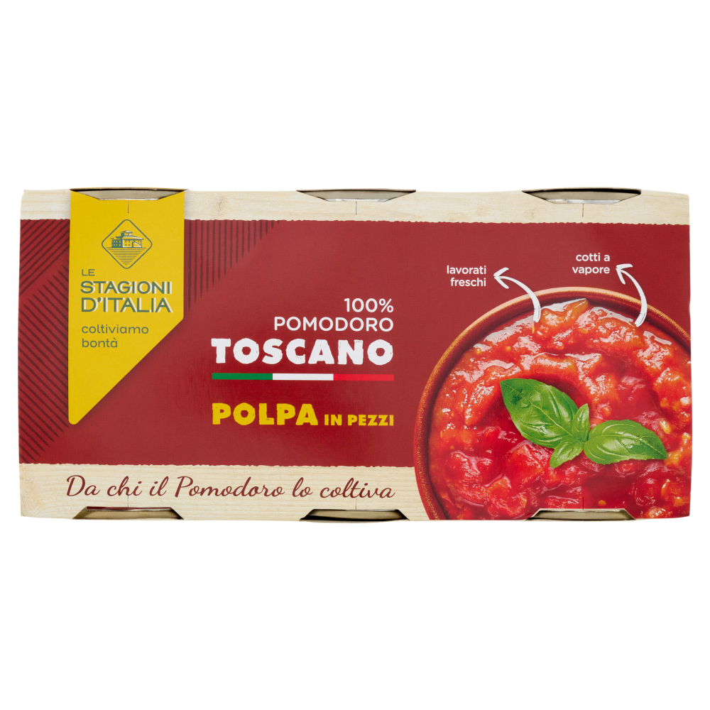 Le Stagioni d'Italia Polpa in Pezzi 100% Pomodoro Toscano 3 x 400 g