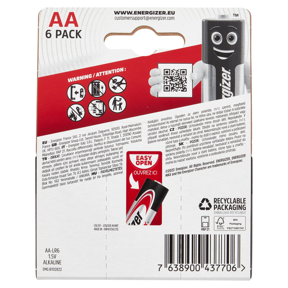 Energizer Max AA Alkaline 6 pz