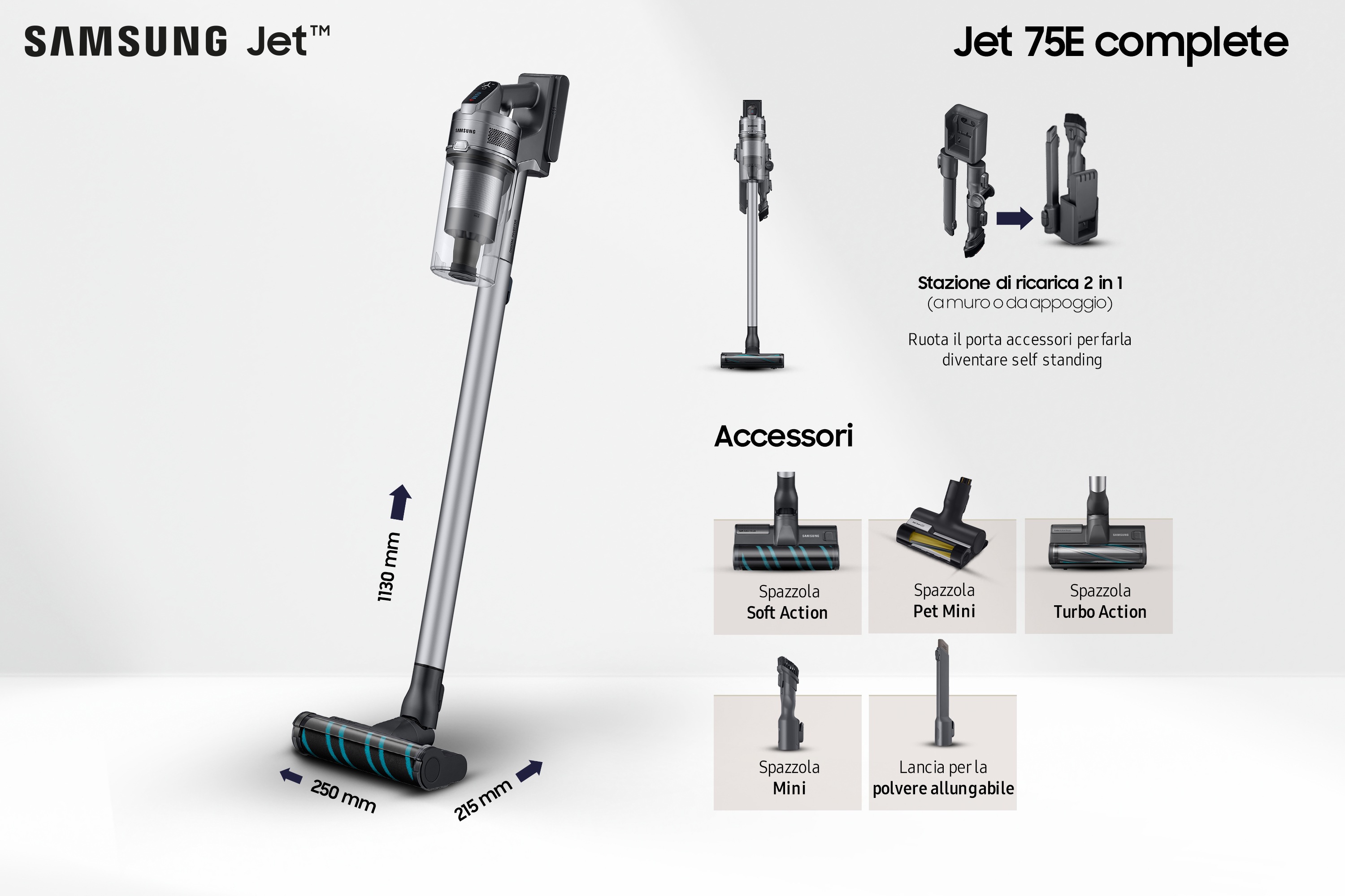 Samsung Aspirapolvere senza filo Jet™ 75E complete 200W VS20B75ACR5