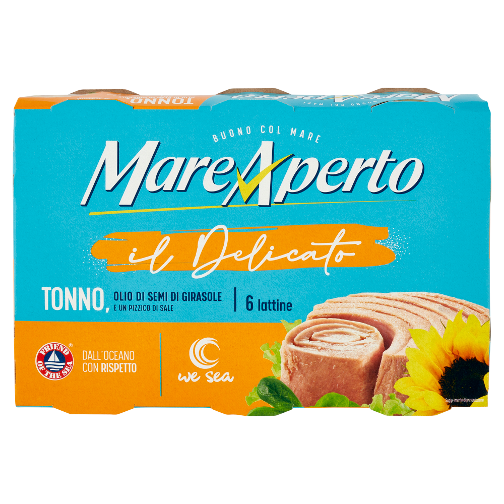 Mare Aperto il Delicato Tonno, Olio di Semi di Girasole e un Pizzico di Sale 6 x 70 g