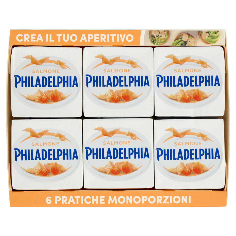 Philadelphia Formaggio Fresco Spalmabile al Salmone - 6 x 25g