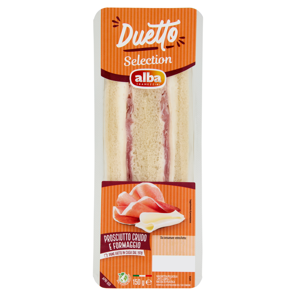 alba Tramezzini Duetto Selection Prosciutto Crudo e Formaggio 150 g