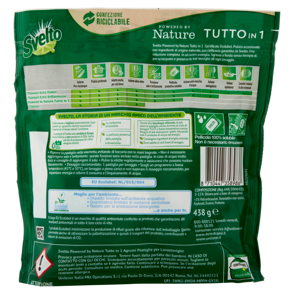 Svelto Powered by Nature Tutto in 1 Agrumi 25 Pastiglie 438 g