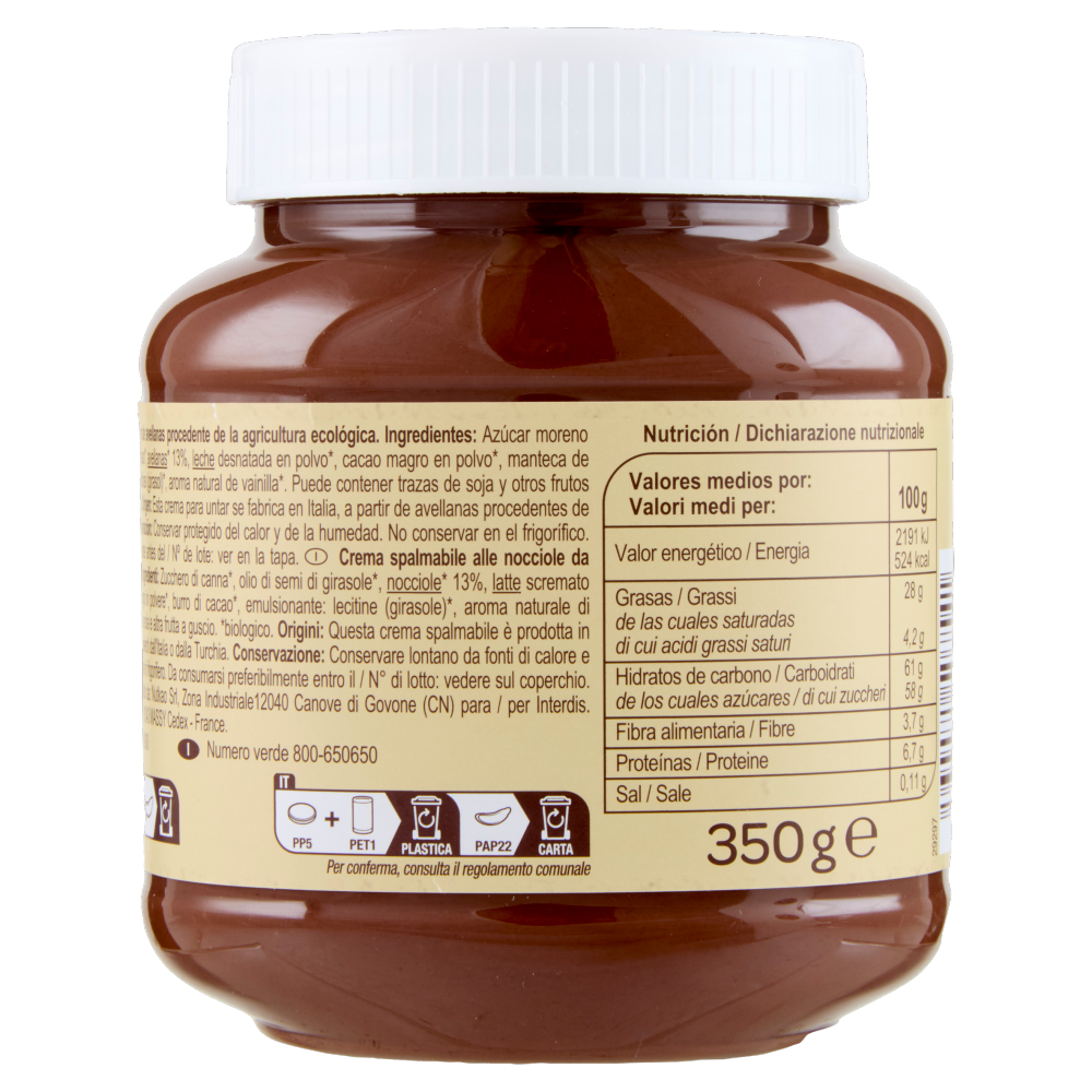 Carrefour Bio Crema spalmabile 13% di nocciole 350 g