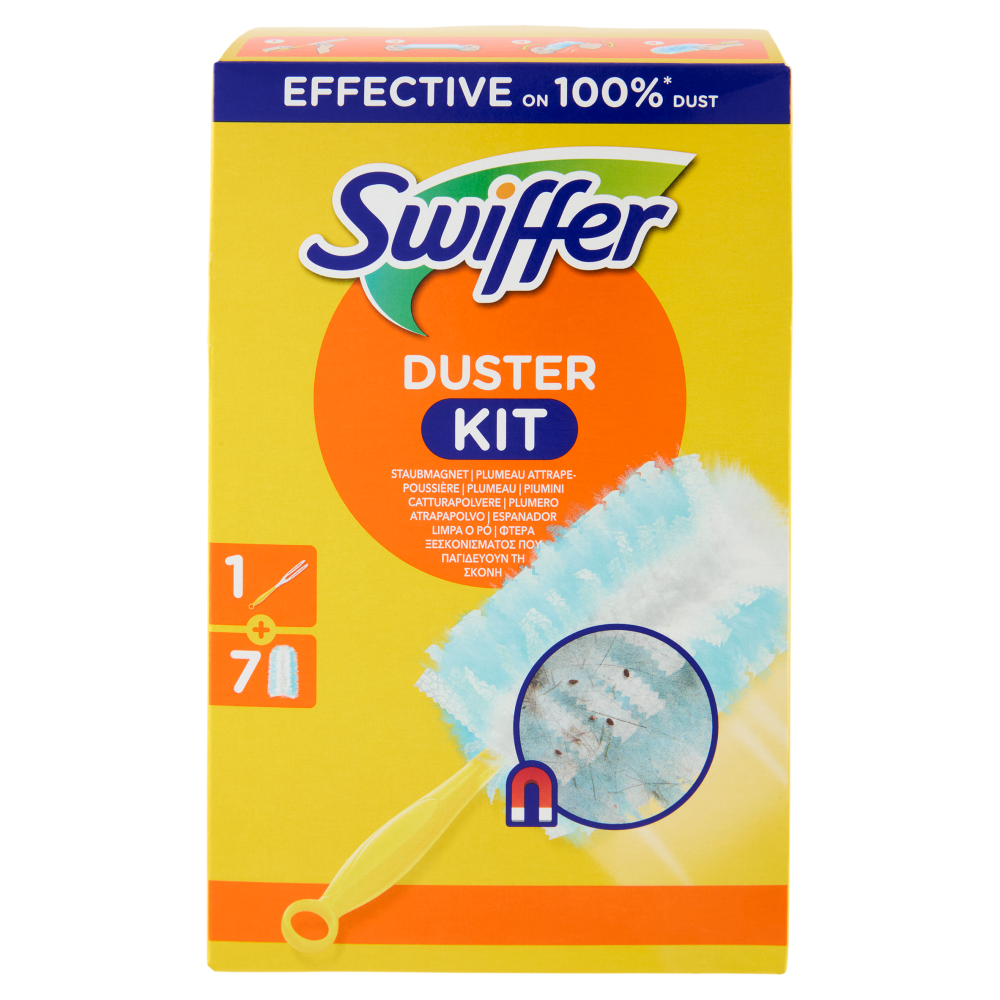 Swiffer Duster Kit Cattura Polvere (1 Manico + 7 Piumini per spolverare)