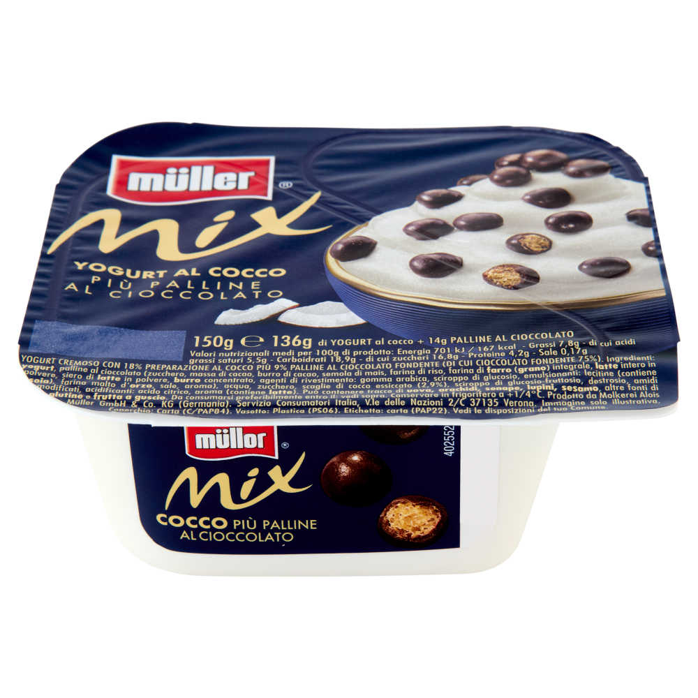 müller Mix Yogurt al Cocco Più Palline al Cioccolato 150 g