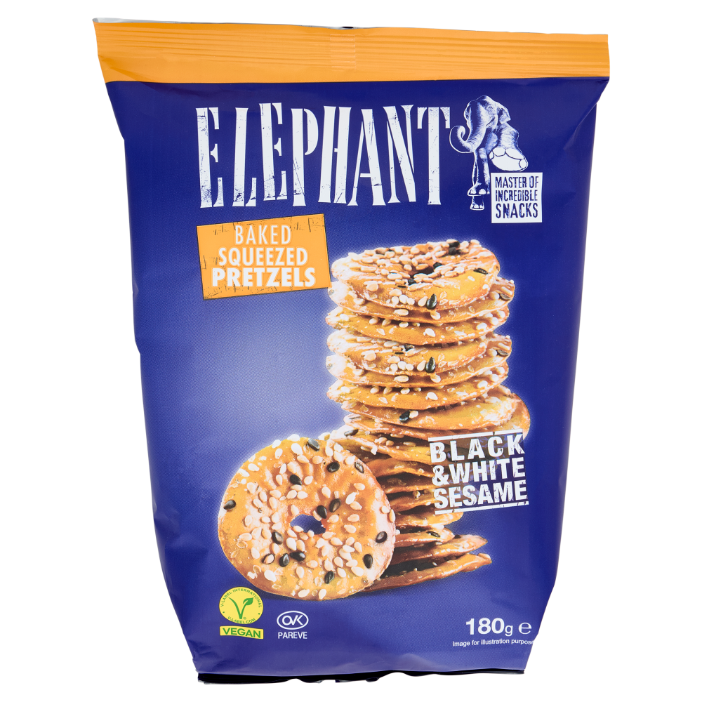 Elephant Baked Squeezed Pretzels Black & White Sesame 180 g
