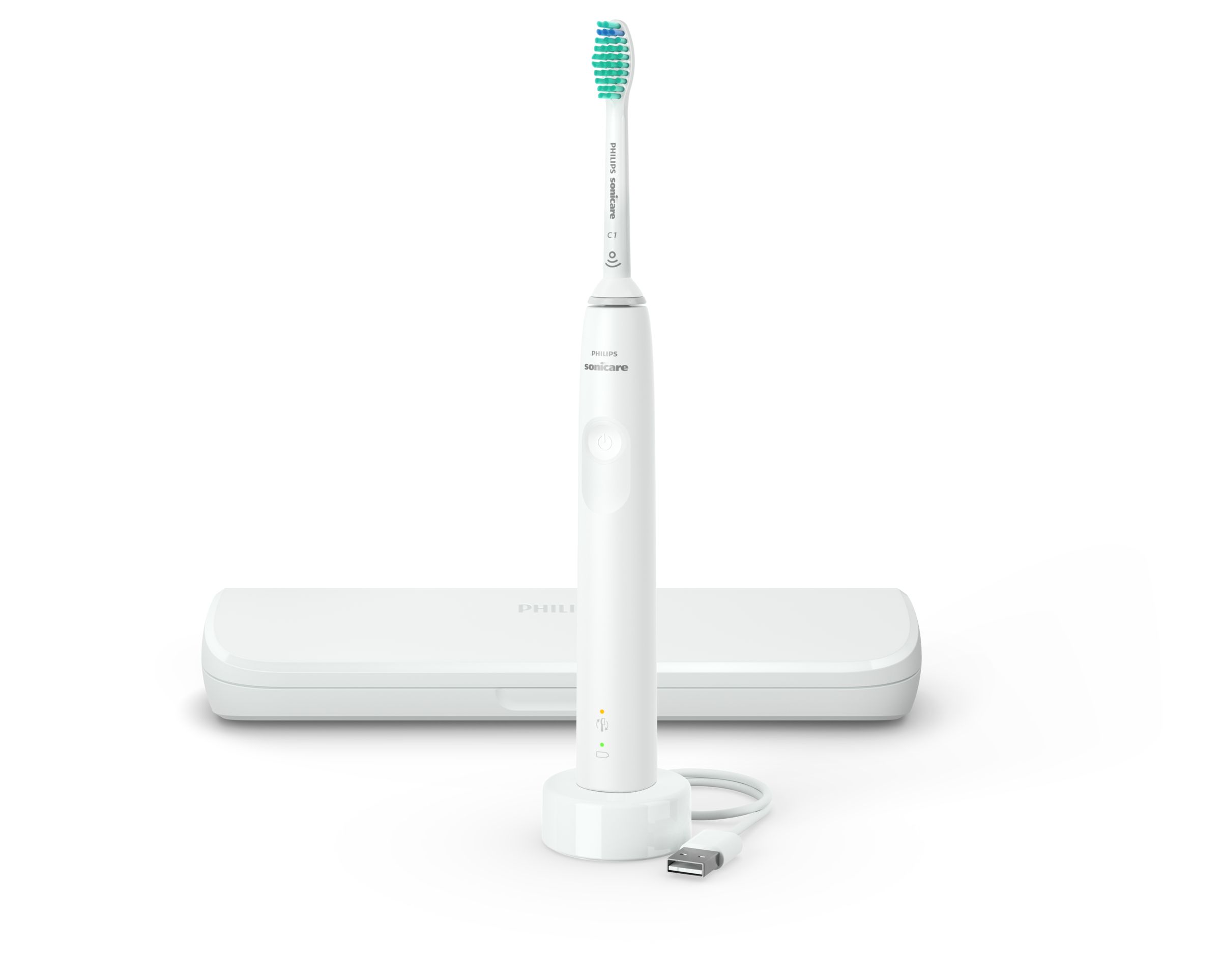 Philips Sonicare serie 3100 Spazzolino Elettrico Sonico Bianco, con custodia da viaggio HX3673/13