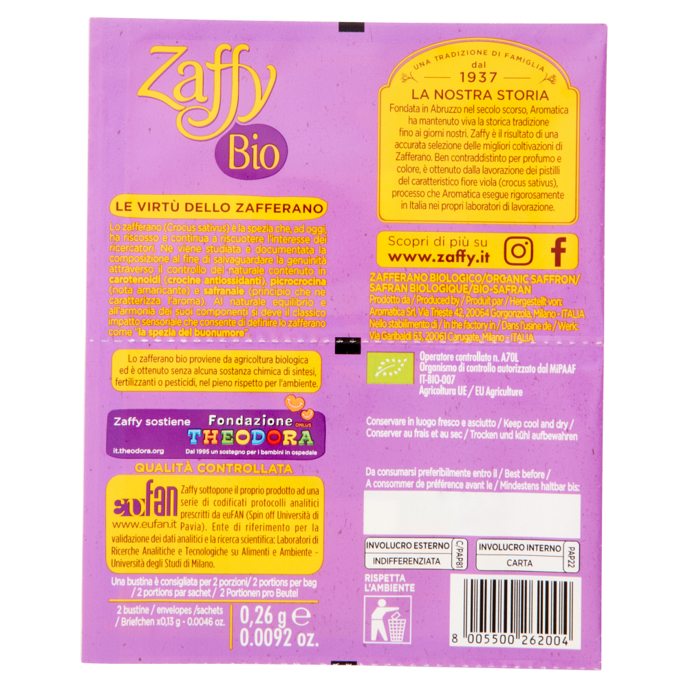 Zaffy Bio Zafferano da Agricoltura Biologica 2 x 0,13 g