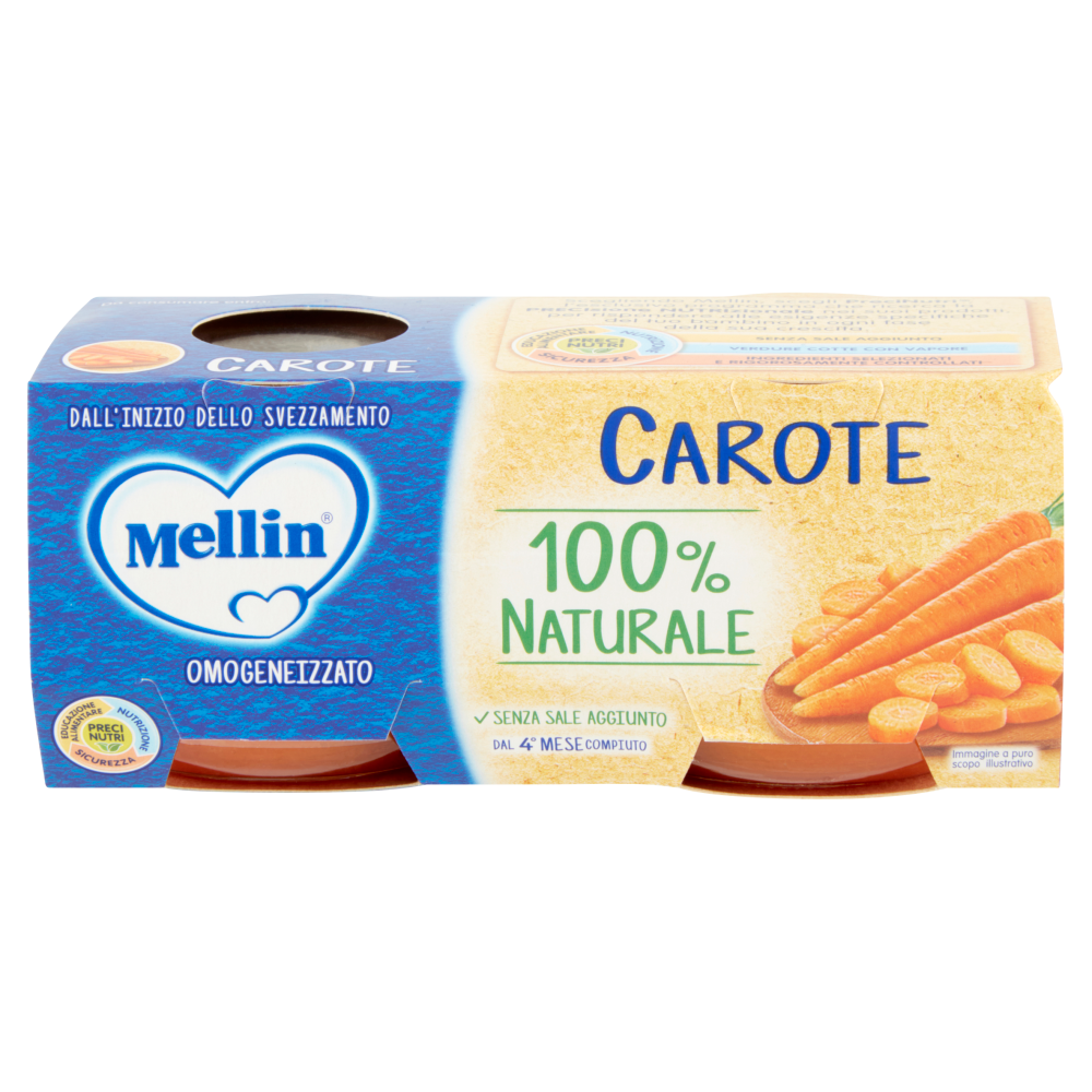 Mellin Carote 100% Naturale Omogeneizzato 2 x 80 g