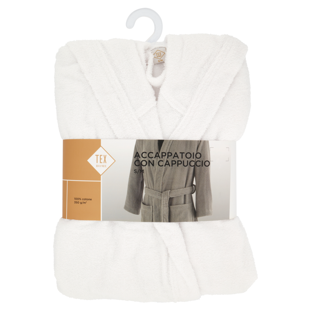 Tex Home Accappatoio con Cappuccio S/M White