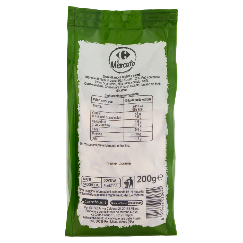 Carrefour il Mercato Semi di Zucca tostati salati 200 g