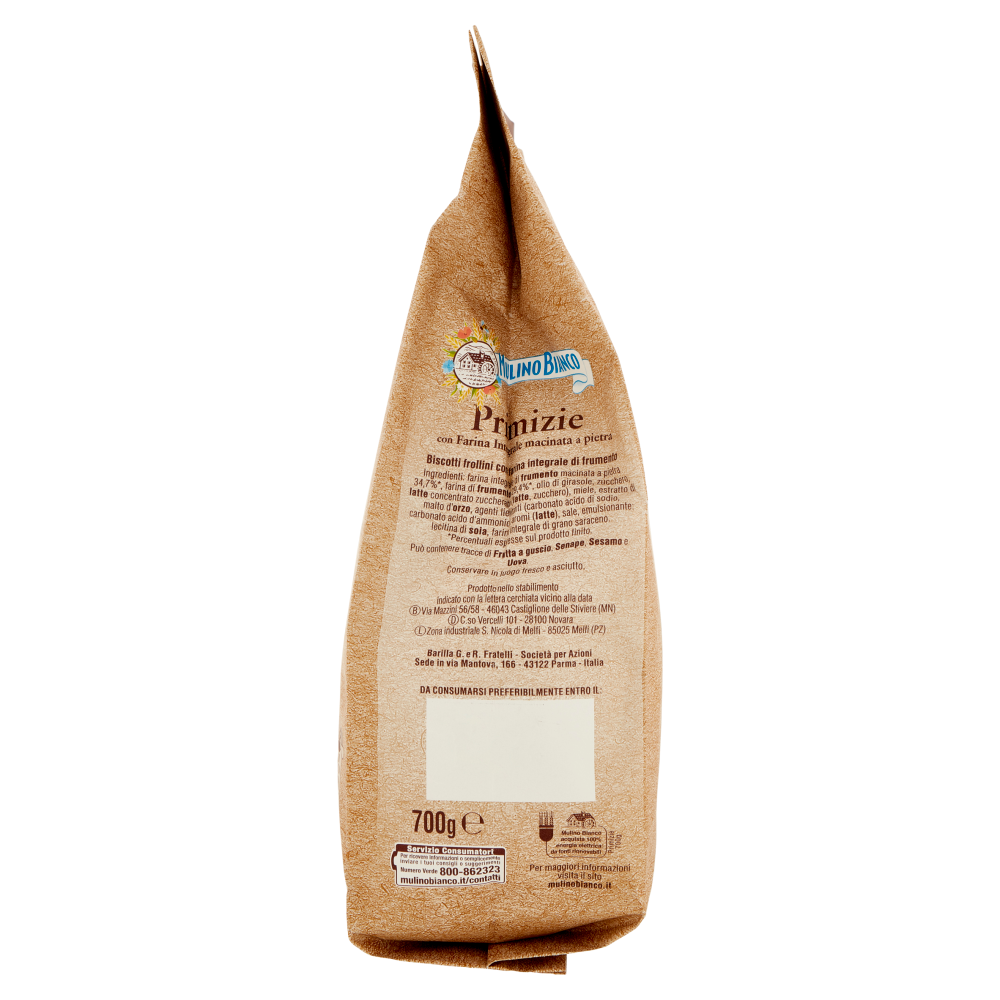 Mulino Bianco Primizie Biscotti con Farina Integrale Macinata a Pietra 700g