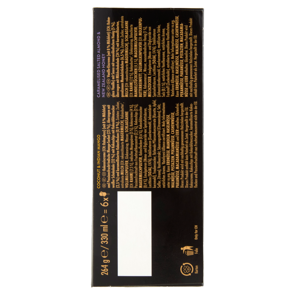 NUII Mini Adventure Cocco-Mango Indiano,Mandorle Caramell. Salate-Miele Nuova Zelanda 6 Gelati 264g