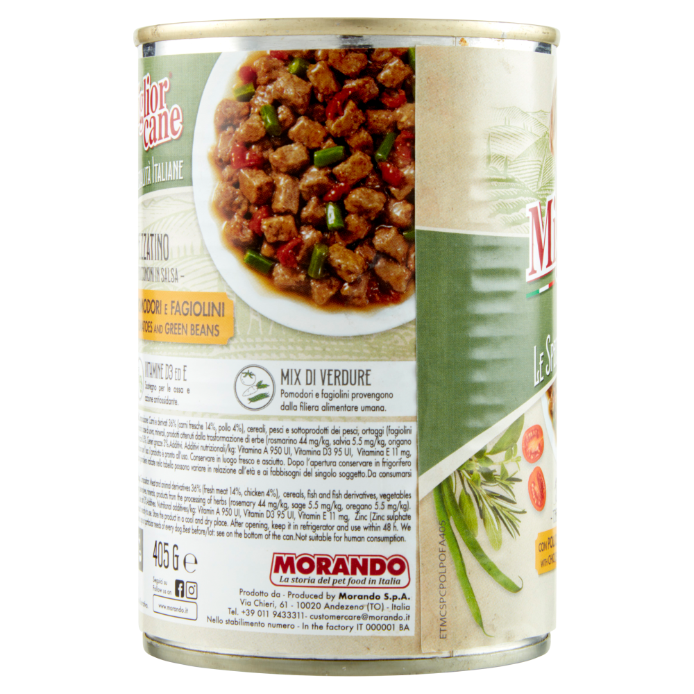 Migliorcane Le Specialità Italiane Spezzatino con Pollo, Pomodori e Fagiolini 405 G
