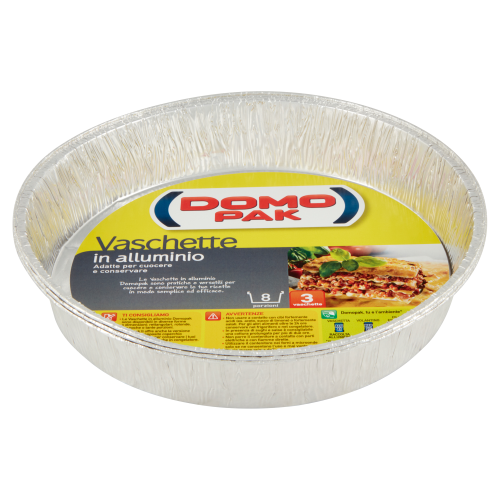 Domopak Vaschette in alluminio 8 porzioni 3 pz