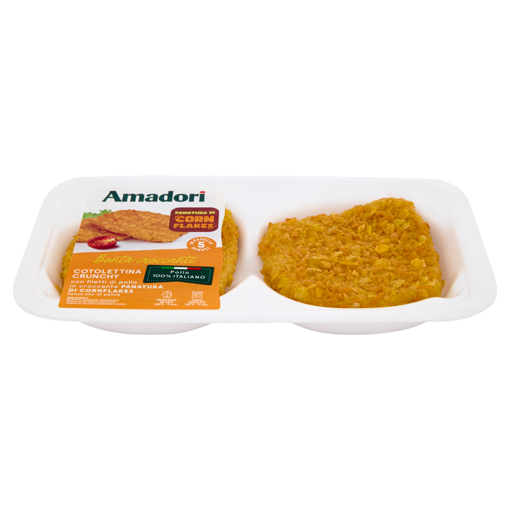 Amadori Cotolettina Crunchy con filetti di pollo in croccante Panatura di Cornflakes 0,150 kg