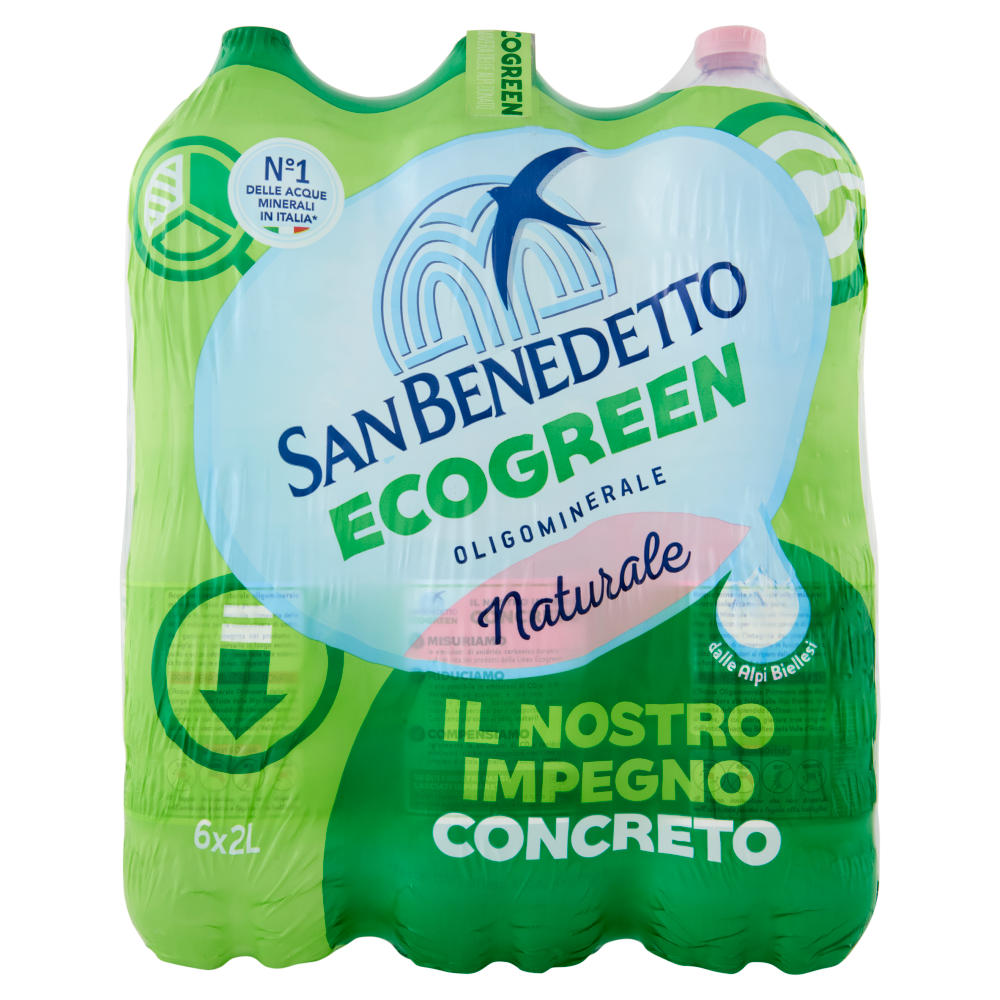 San Benedetto Acqua Naturale Primavera delle Alpi Ecogreen 6 x 2 L