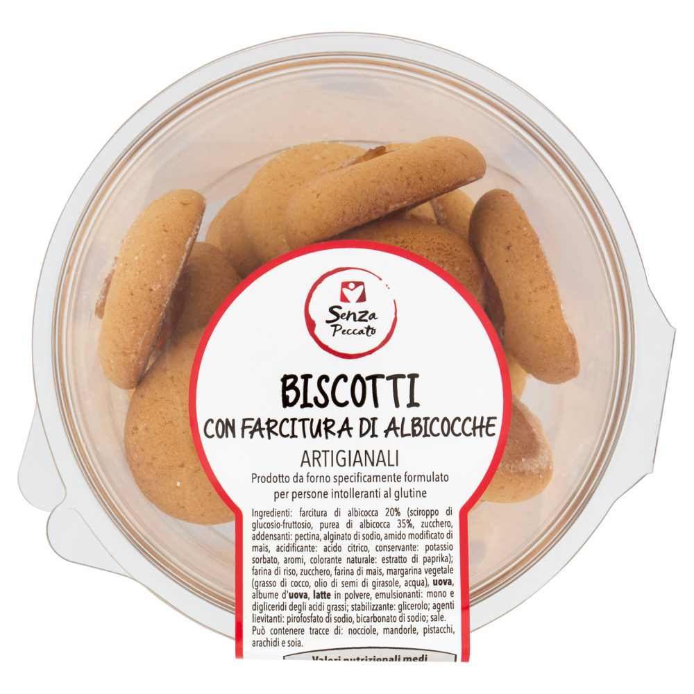 Senza Peccato Biscotti con Farcitura di Albicocche Artigianali 250 g