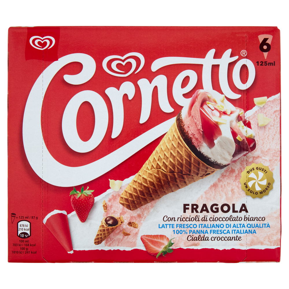 Cornetto Fragola 6 x 87 g