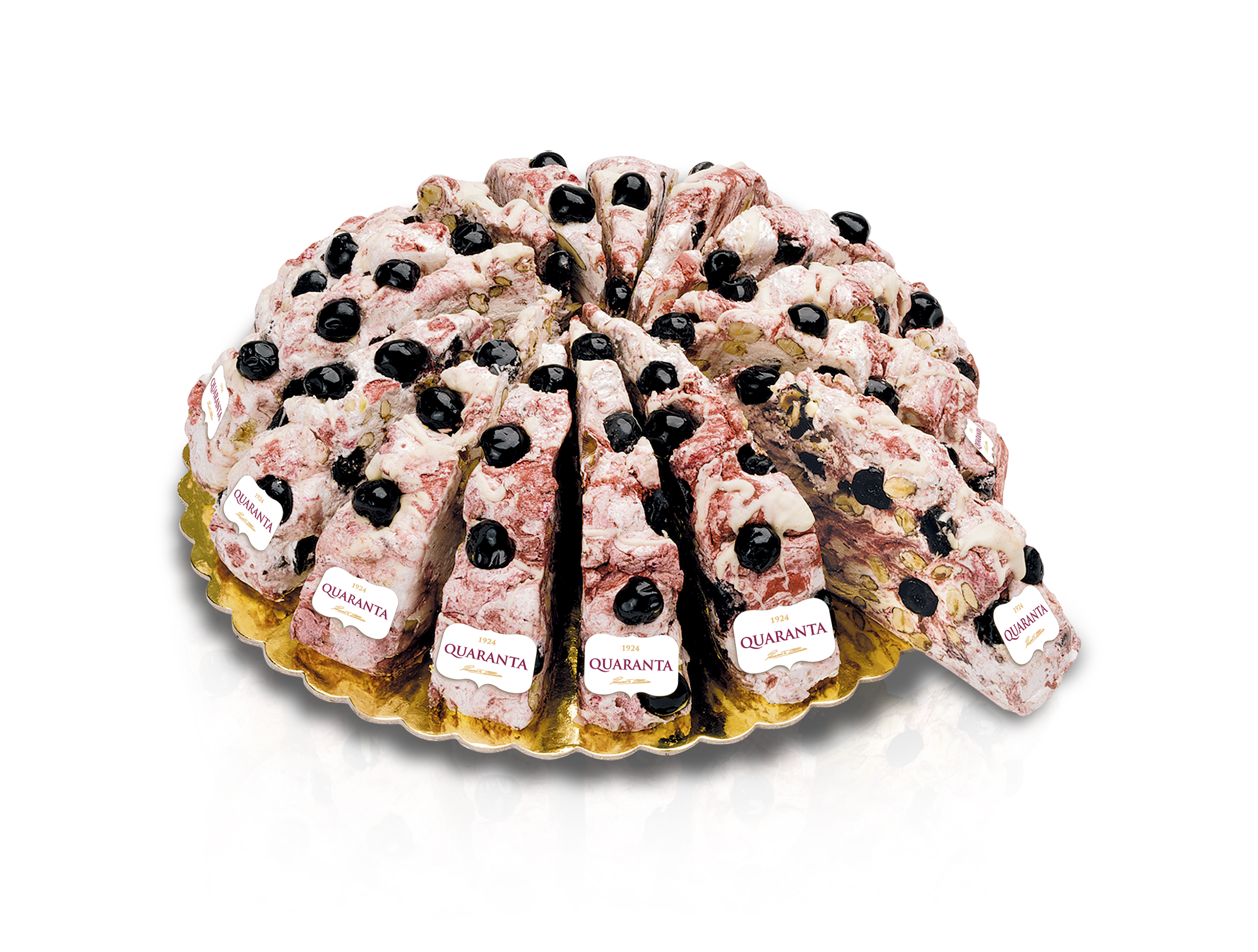 Fetta di torrone tenero con amarene