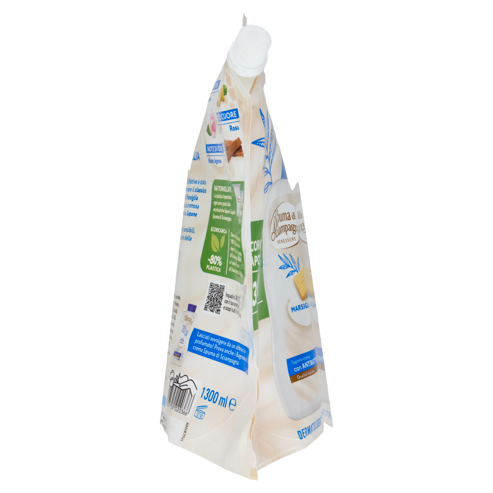 Spuma di Sciampagna Benessere Sapone crema Marsiglia Ecoricarica 1300 ml
