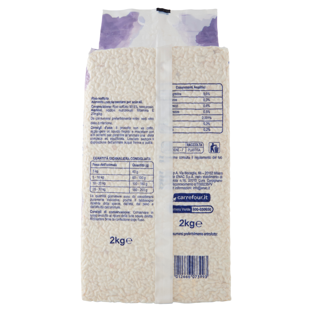 Simpl Riso Soffiato Cotto per animali 2 kg