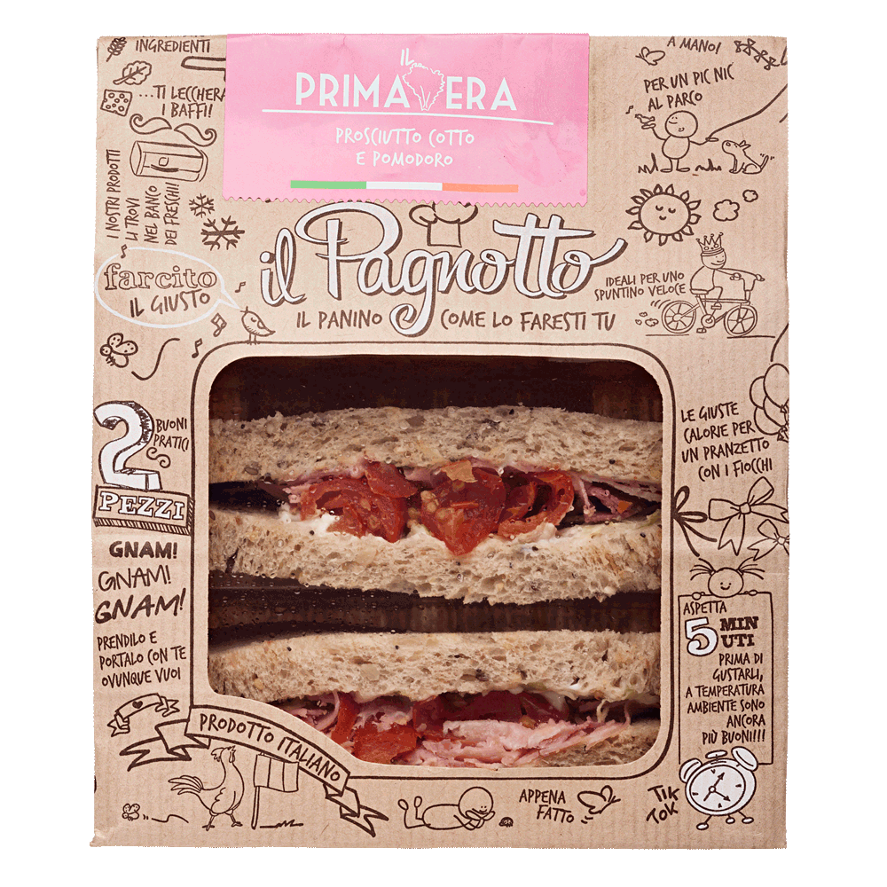 il Pagnotto il Primavera Prosciutto Cotto e Pomodoro 2 Pezzi 160 g