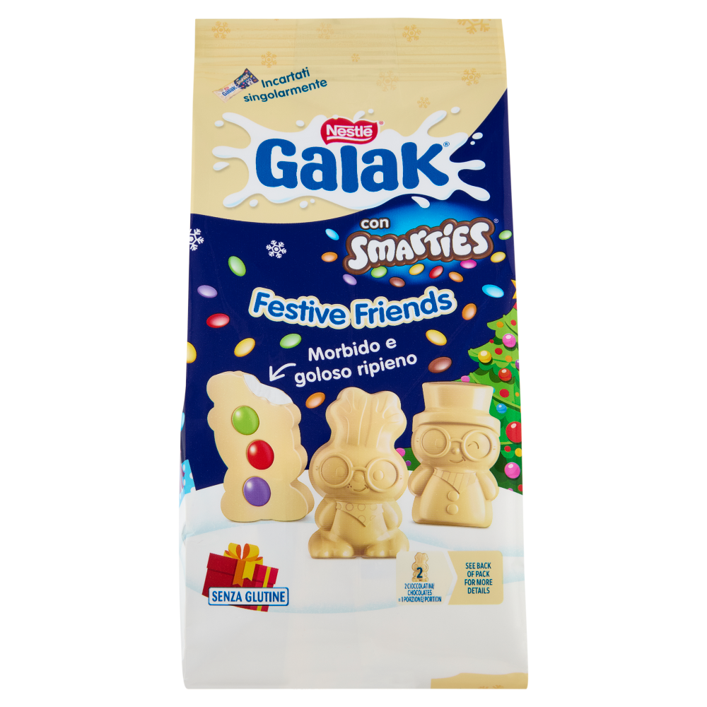 GALAK Festive Friends Personaggi di Cioccolato al Latte con Smarties Sacchetto 147g