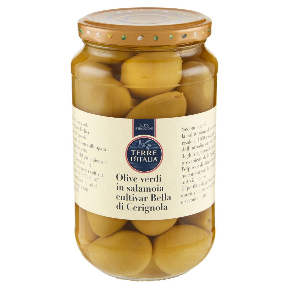 Terre d'Italia Olive verdi in salamoia cultivar Bella di Cerignola 530 g