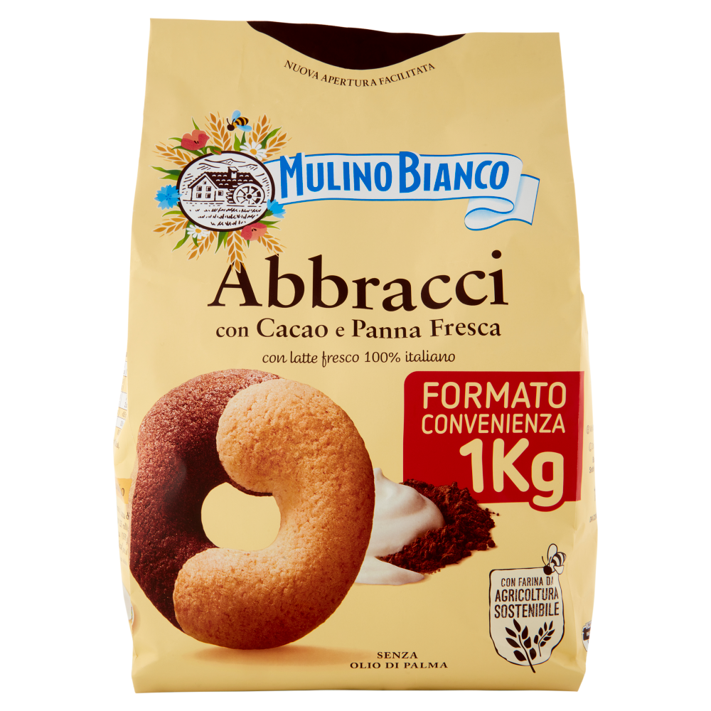 Mulino Bianco Abbracci Biscotti con Cacao e Panna Fresca 1000g