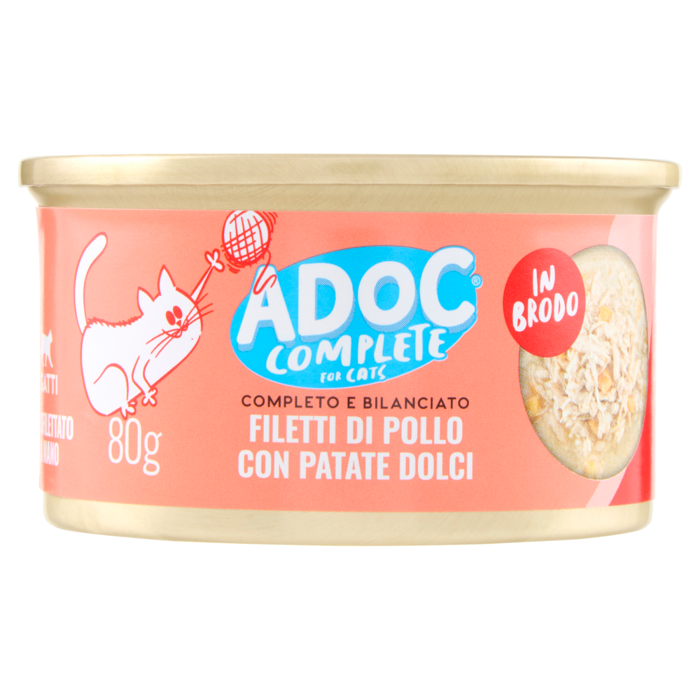 ADoC Complete For Cats Filetti di Pollo con Patate Dolci in Brodo 80 g