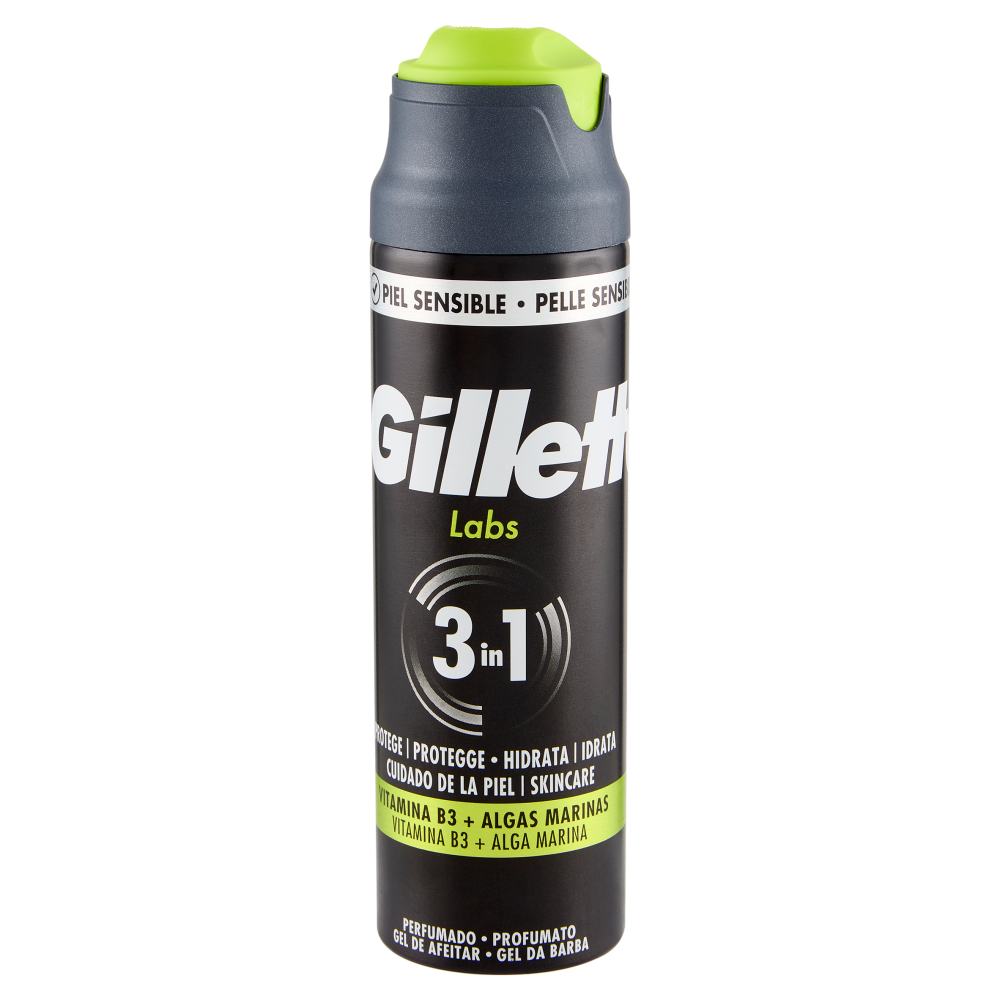 Gillette Labs Gel da Barba 3in1 Vitamina B3 + Alga Marina 198 ml