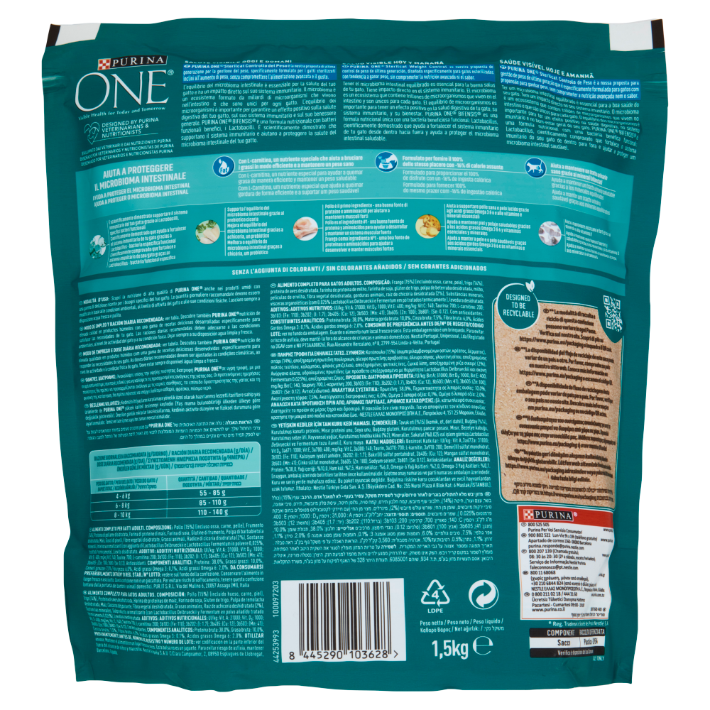 PURINA ONE Bifensis Sterilcat Controllo del Peso Pollo e Cereali Integrali 1,5 kg