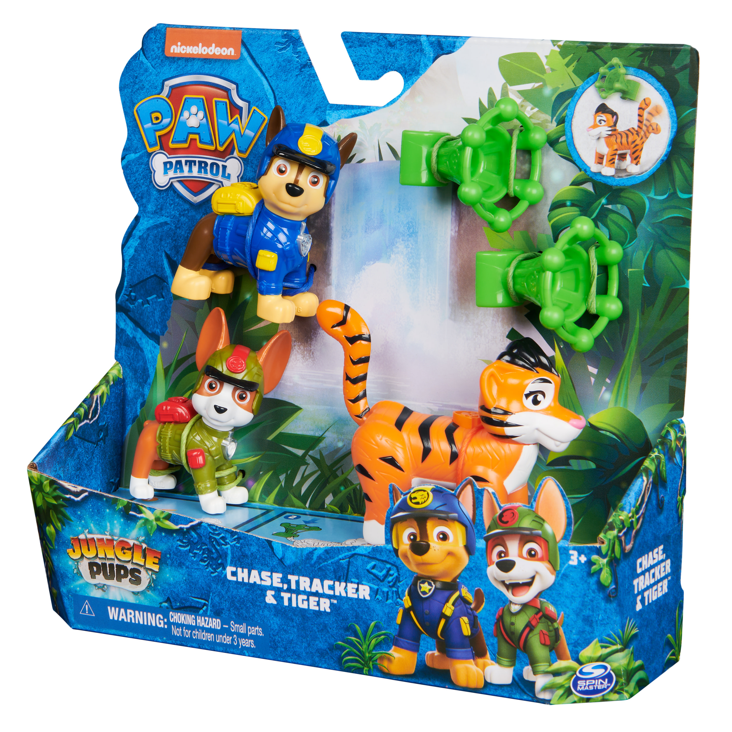 PAW Patrol : Jungle Pups Chase, Tracker & Tiger, action figure con lanciamissili, giocattoli per bambini e bambine da 3 anni in su