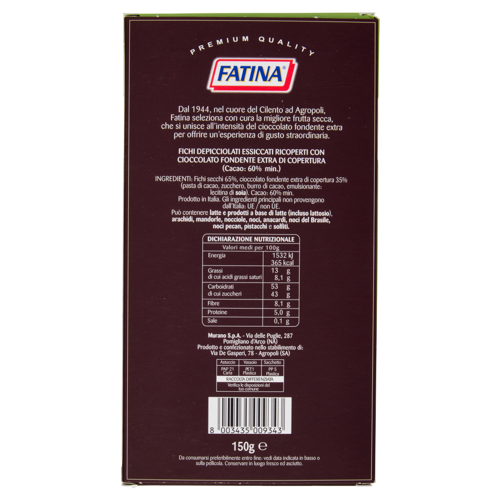 Fatina Fichi ricoperti con cioccolato extrafondente 150 g