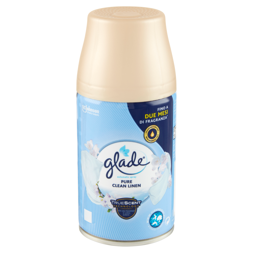 Glade Automatic Spray Ricarica, Profumatore per Ambienti, Fragranza Pure Clean Linen 269ml