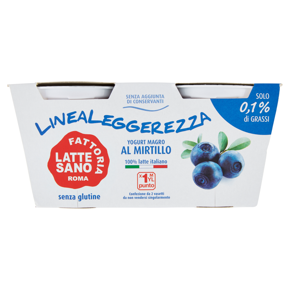 Fattoria Latte Sano Linealeggerezza Yogurt Magro al Mirtillo 2 x 125 g