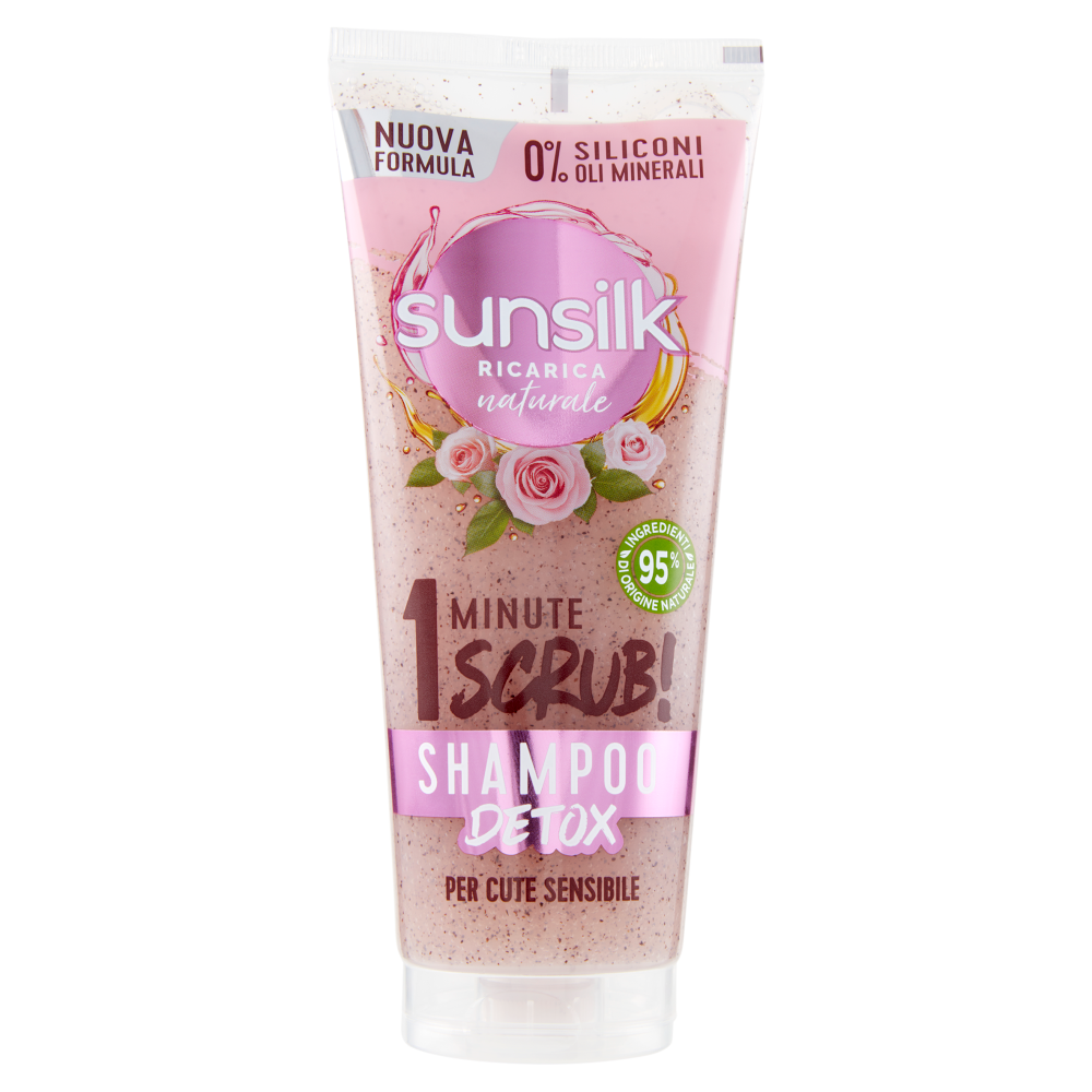 sunsilk Ricarica Naturale 1 Minute Scrub! Shampoo Detox per Cute Sensibile 200 ml